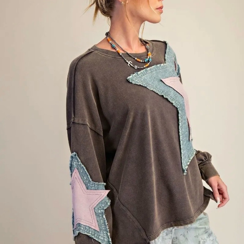 E10 Easel Mineral Washed Smoke Pink Star LS Plus Size and Regular - Picture 3 of 3